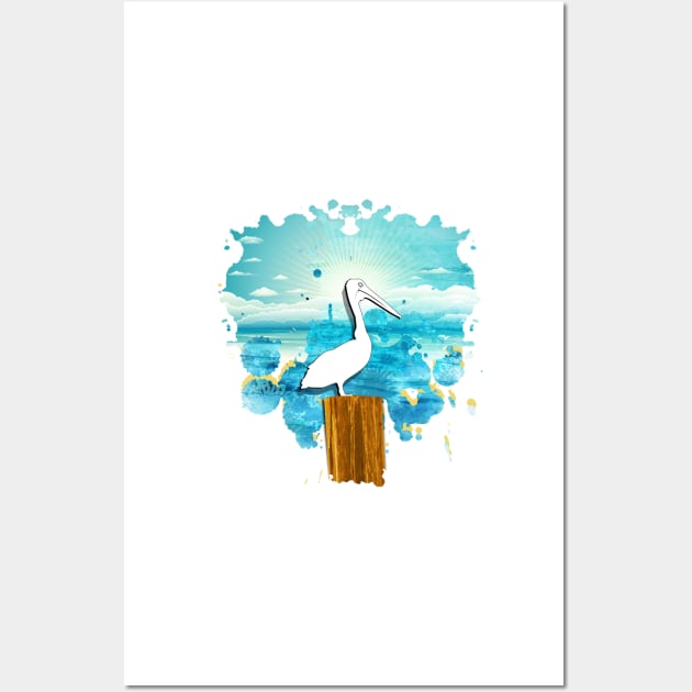 Summer Time Pelican Wall Art by TheLaundryLady